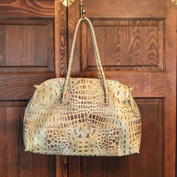 B. May Embossed Leather Satchel Collage Animal Pattern with Handles Bag - Picture 2 of 10